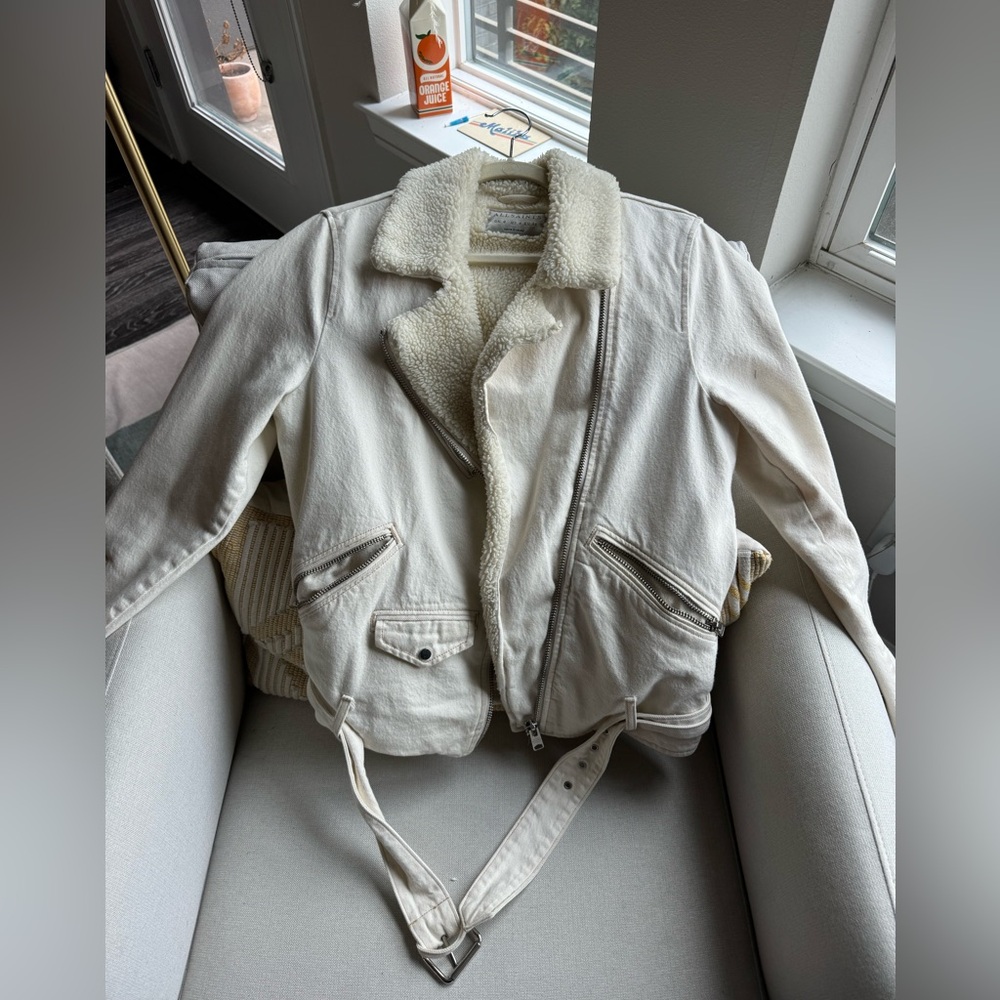 All Saints White Sherpa Jacket